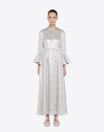 Shop Valentino Polka-dot Print Dress In Silver
