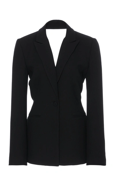 Shop Diane Von Furstenberg Collared Open Back Blazer In Black