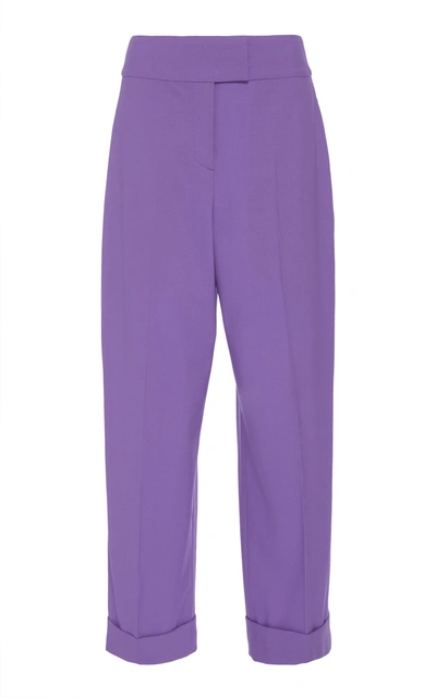 Shop Diane Von Furstenberg High Waisted Wool Culottes In Purple