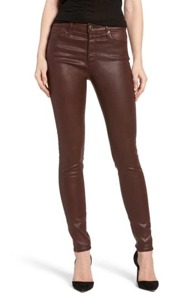 Shop Ag The Farrah High Rise Skinny Jeans In Leatherette Gingerbread