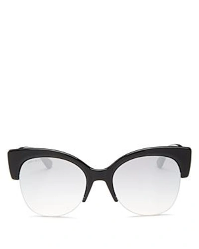 Shop Jimmy Choo Women's Priya Cat Eye Sunglasses, 59mm In Black Glitter/gray Silver