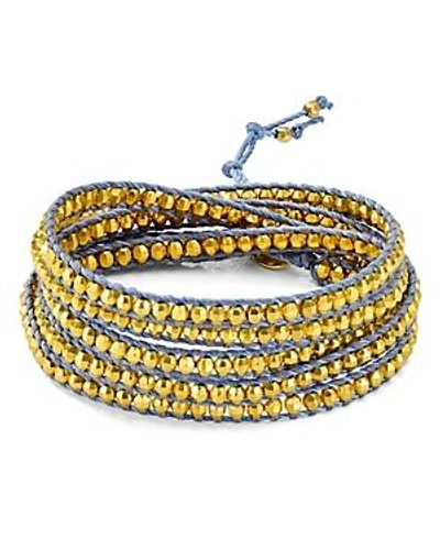 Shop Chan Luu Wraparound Bracelet In Blue/gold
