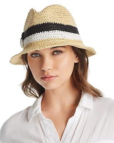 Shop Kate Spade New York Crochet Bicolor Bow Trilby Hat In Natural/black