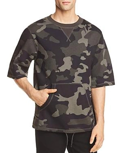 Shop Wesc Madison Camouflage Short Sleeve Sweatshirt In Gray Woodland Camo