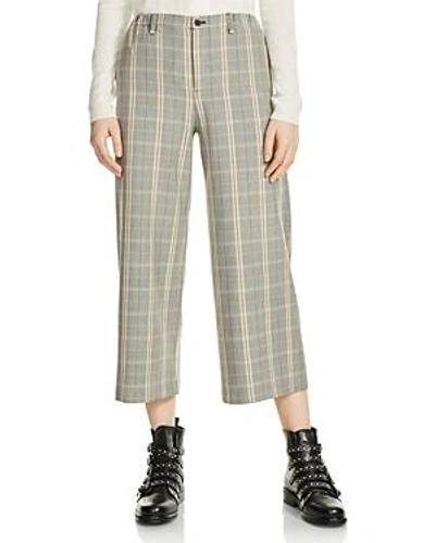 Shop Maje Perse Plaid Wide-leg Cropped Pants In Checked