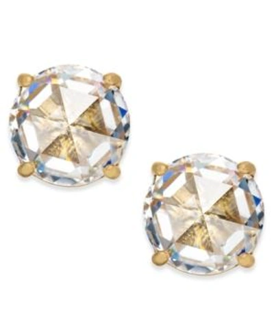 Shop Kate Spade New York 14k Gold-plated Crystal Stud Earrings In Clear/rose Gold