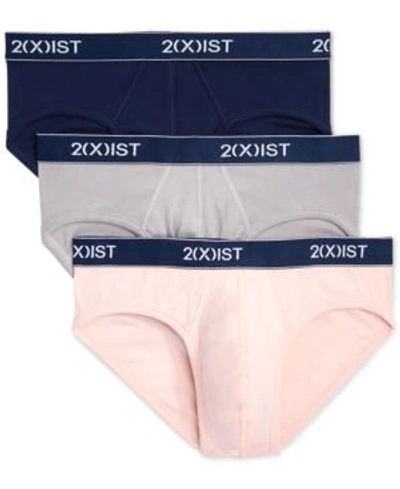 Shop 2(x)ist Men's Essential 3 Pack No Show Brief In Alloy / Millenial Pink / Varsity Navy