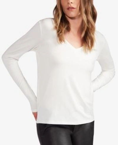 Shop Avec Les Filles V-neck Long-sleeve Top In White