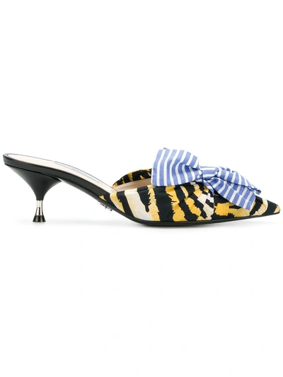 Shop Prada Tiger Printed Mules - Multicolour