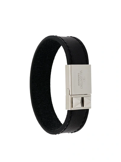 Shop Valentino Logo Embellished Bracelet - Black