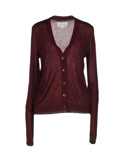 Shop Maison Margiela Cardigan In Maroon