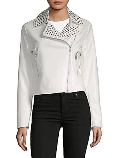 Shop Bagatelle Studded Biker Jacket In White