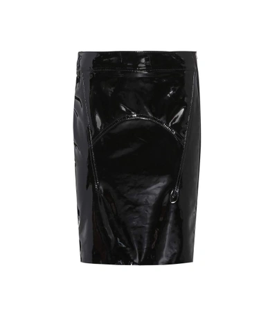 Shop Tom Ford Suede-trimmed Patent Leather Skirt In Black