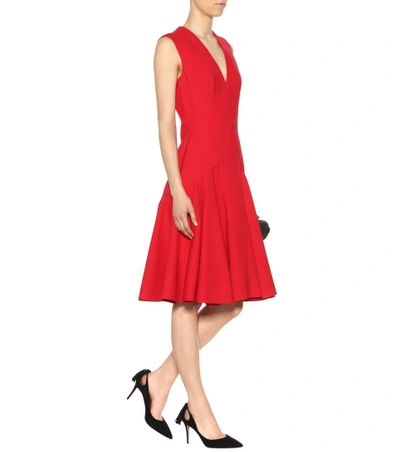 Shop Alexander Mcqueen Wool And Silk Blend Dress In Scarlet Red