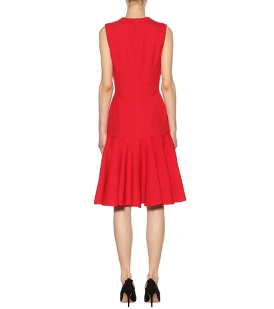 Shop Alexander Mcqueen Wool And Silk Blend Dress In Scarlet Red