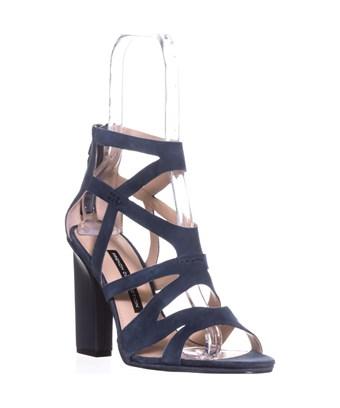 navy strappy heeled sandals