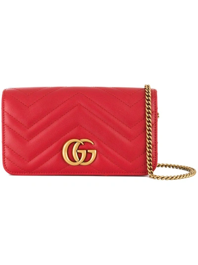 Shop Gucci Gg Marmont Clutch - Red