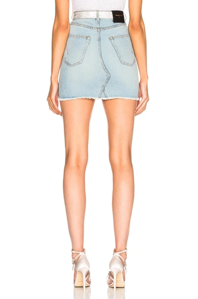 Shop Alexandre Vauthier Crystal Belt Denim Mini Skirt In Blue
