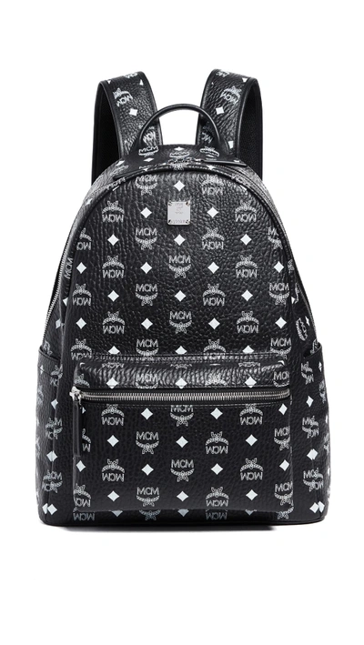 Shop Mcm Stark Medium Backpack In Black/white