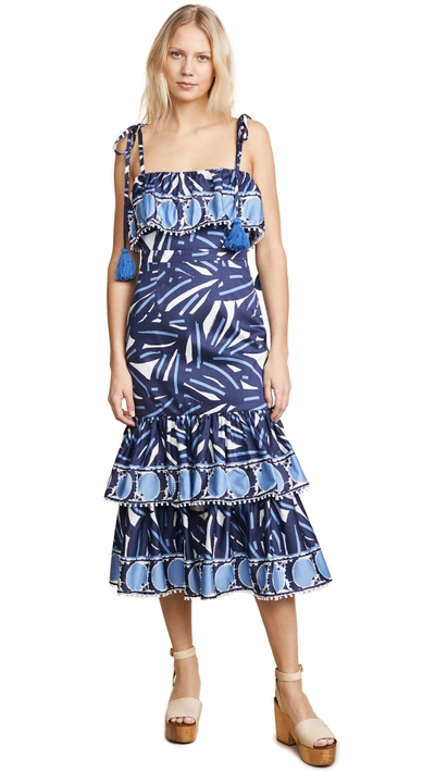 Shop Alexis Faretta Dress In Geo Navy Blue Print