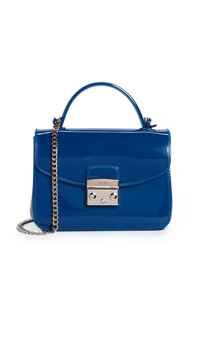 Shop Furla Candy Meringa Mini Cross Body Bag In Blu Pavone