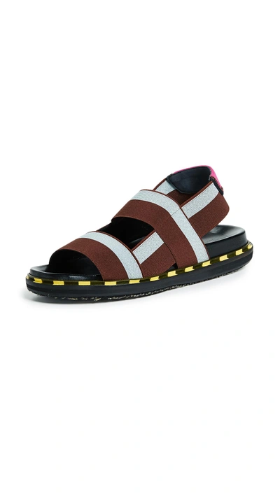 Shop Marni Fussbett Sandals In Aquamarine/brandy