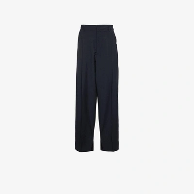 Shop Edward Crutchley Pleated Mohair Trousers In Blue