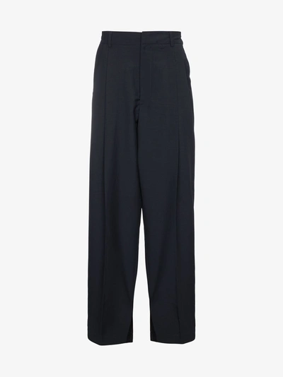 Shop Edward Crutchley Pleated Mohair Trousers In Blue