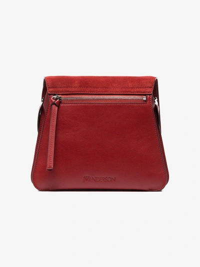 Shop Jw Anderson Red Disc Suede And Leather Cross-body Bag