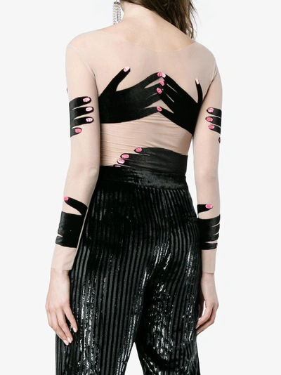 Shop Alexia Hentsch Black Hands Silk Bodysuit