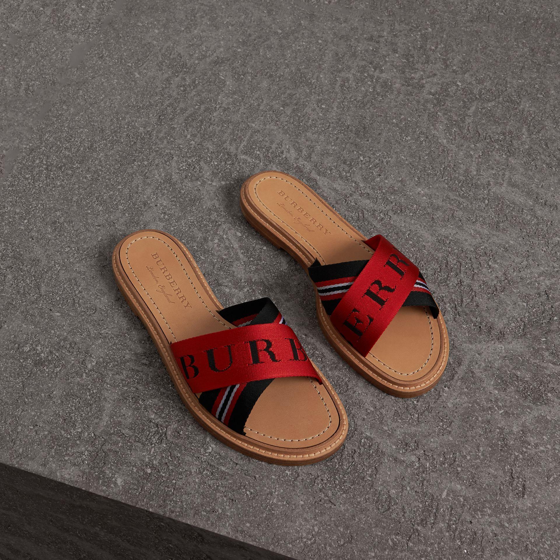black burberry slides
