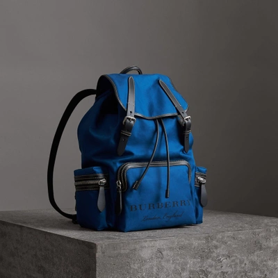 Shop Burberry The Large Rucksack In Cotton Canvas In Bright Canvas Blue