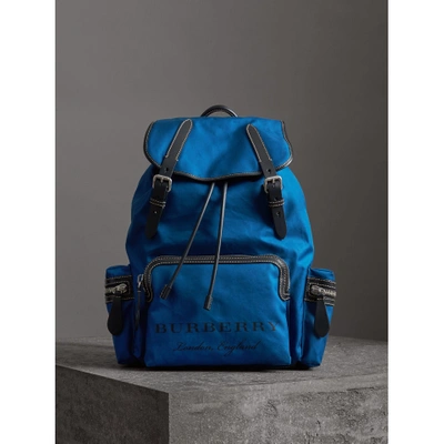 Shop Burberry The Large Rucksack In Cotton Canvas In Bright Canvas Blue