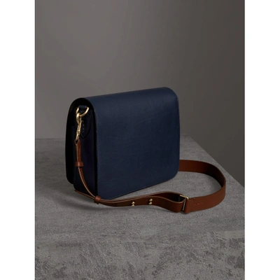 Shop Burberry The Large Square Satchel In Leather In Mid Indigo