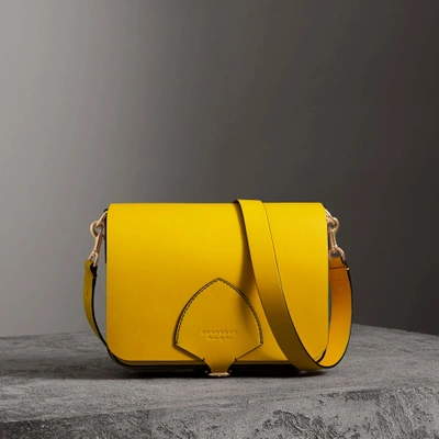 Shop Burberry The Large Square Satchel In Leather In Bright Larch Yellow