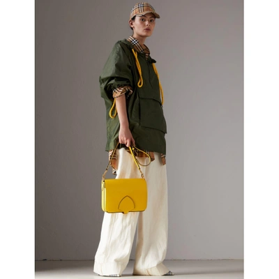 Shop Burberry The Large Square Satchel In Leather In Bright Larch Yellow