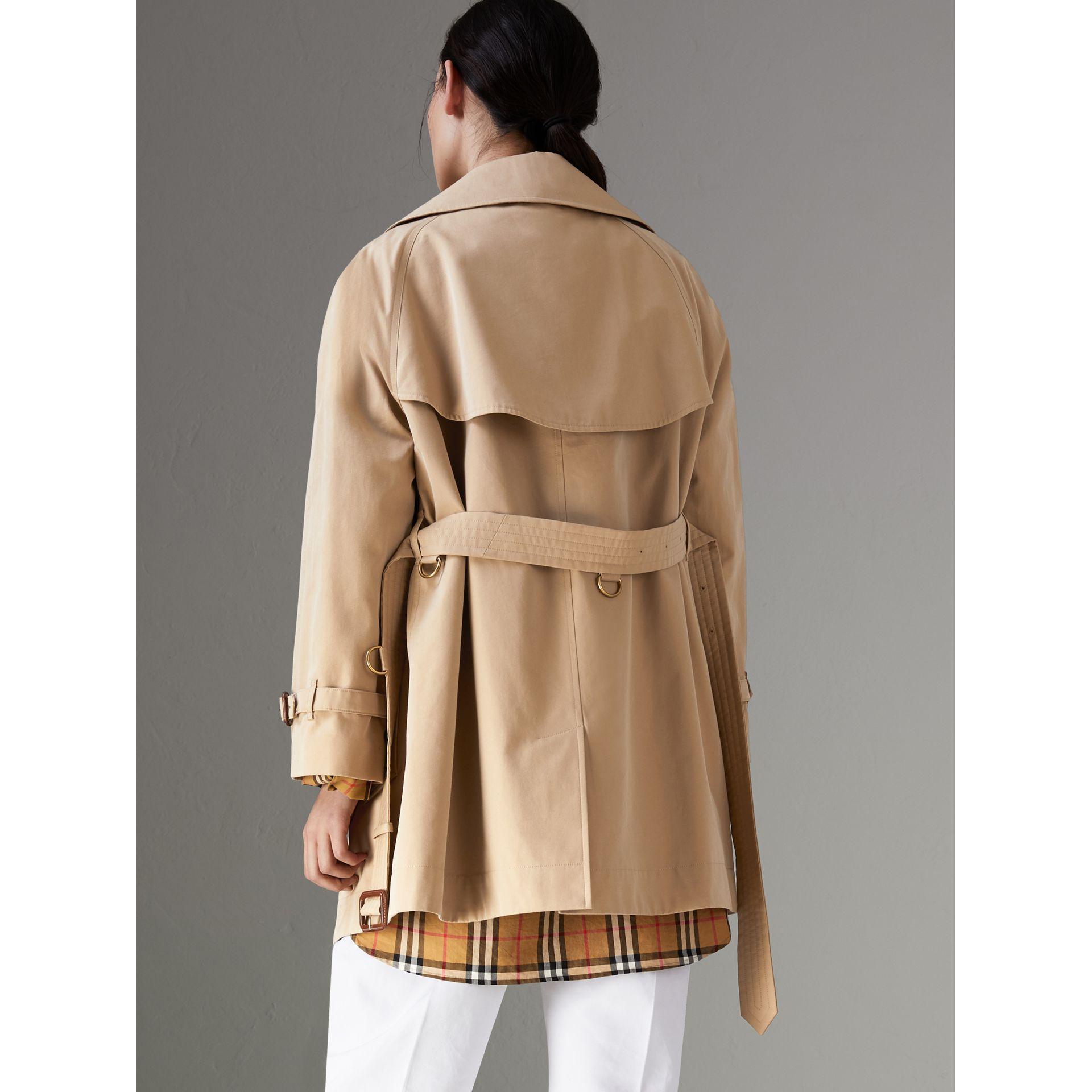exaggerated collar cotton gabardine trench coat