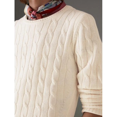 Shop Burberry Cable Knit Cotton Cashmere Sweater In Chalk White