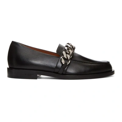 Shop Givenchy Black Chain Line Loafers