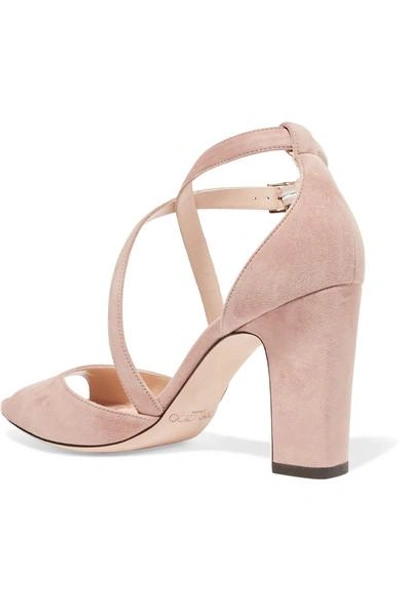 Shop Jimmy Choo Carrie 85 Suede Sandals In Neutral