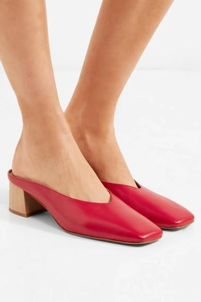 Karen Leather Mules In Red