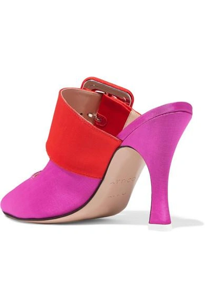 Shop Attico Chloe Two-tone Moire Mules In Pink