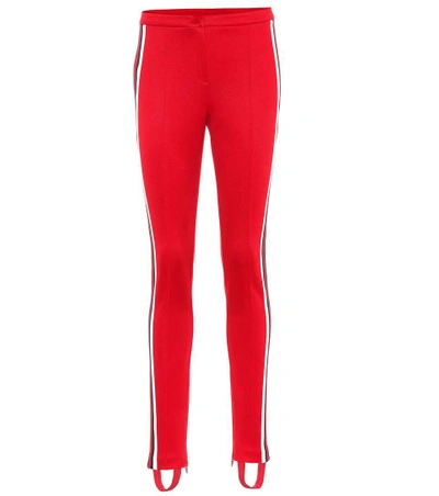 Shop Gucci Striped Stirrup Trousers In Red