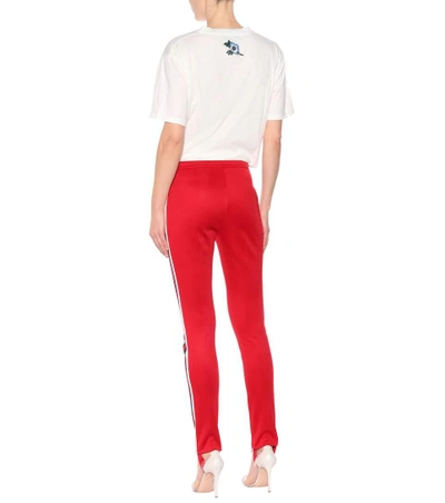 Shop Gucci Striped Stirrup Trousers In Red