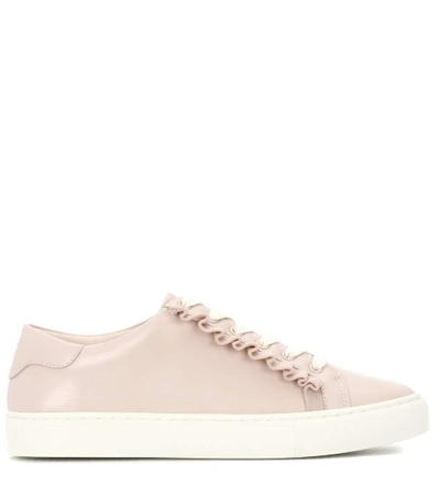 Shop Tory Sport Ruffle Leather Sneakers In Pink