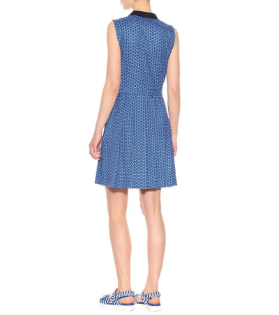 Shop Tory Sport Printed Pleated Golf Dress In Blue