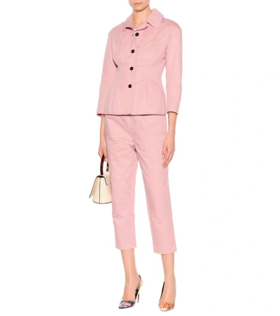 Shop Marni Cotton And Linen Jacket In Cieder Rose