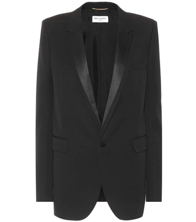 Shop Saint Laurent Virgin Wool Tuxedo Jacket In Black