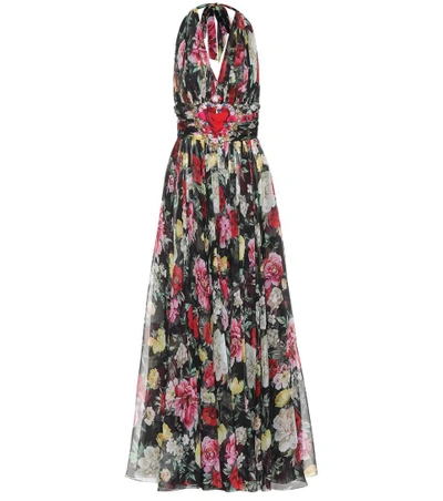 Shop Dolce & Gabbana Floral-printed Silk Maxi Dress