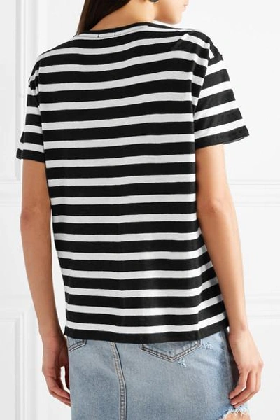 Shop R13 Boy Striped Cotton And Cashmere-blend T-shirt In Black